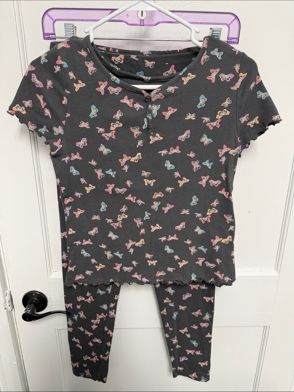 SO Black Butterfly Print Kids Pajama Set
